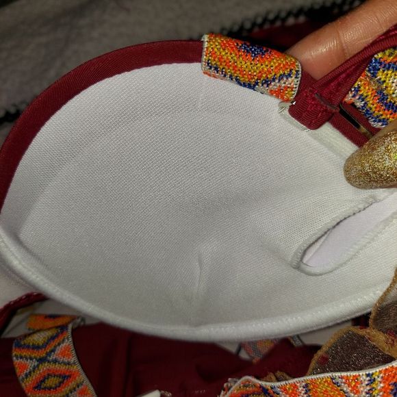 Red Wine Unique Long-Sleeve Paneled Swimsuit - Picture 11 of 13